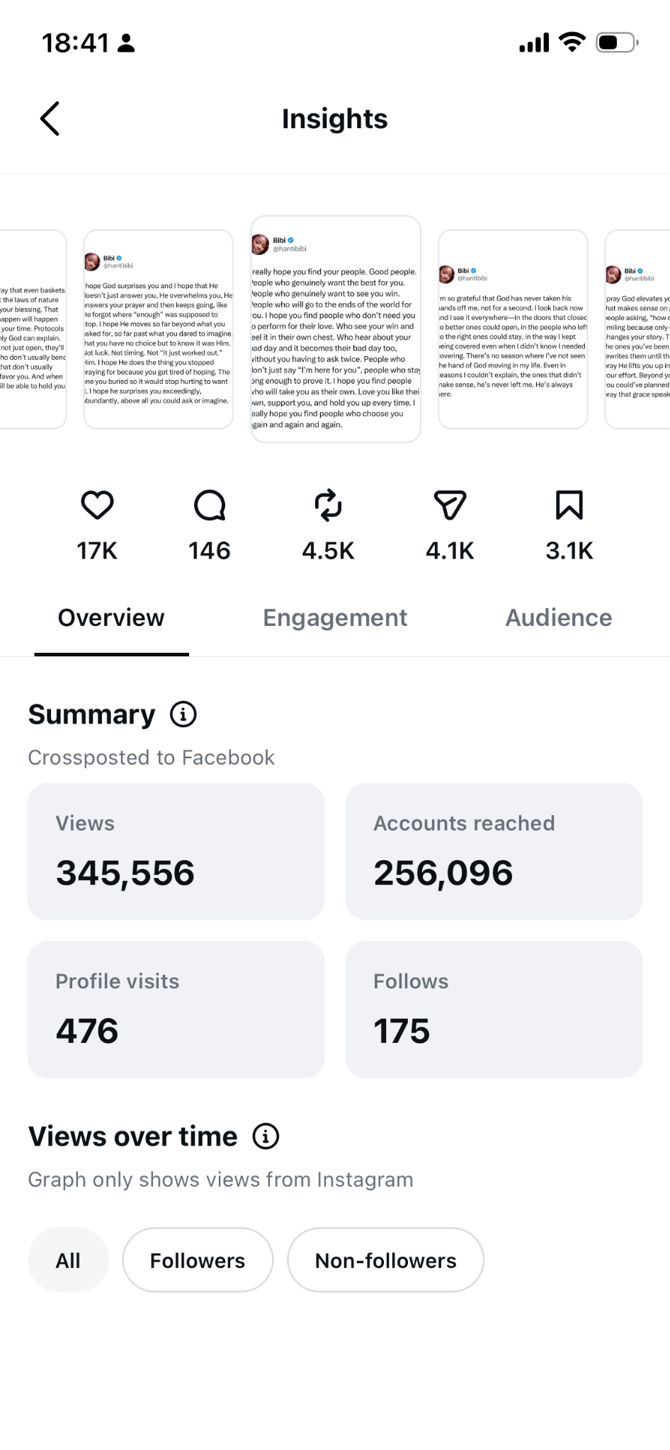 Instagram insights reach screenshot